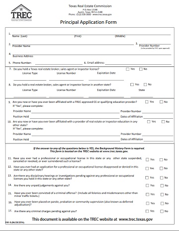 Principal Application Form